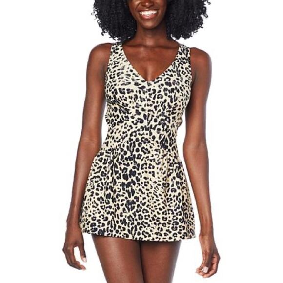 Maxine of Hollywood One Piece Swimming Dip in Wild Women Dress Size 10 - Picture 1 of 7